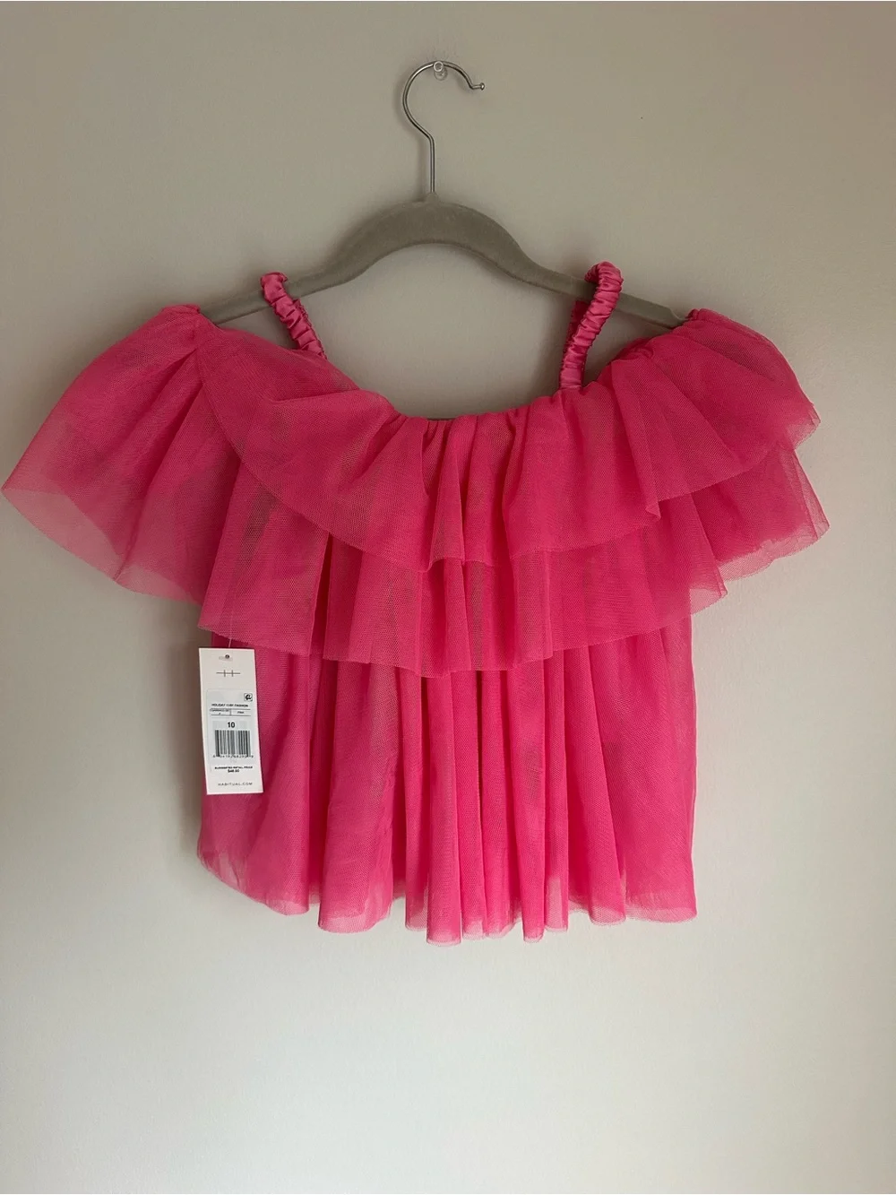 NWT Habitual Girls Tulle Tank Top Size 10 Layered Pink Cold Shoulder Party Top