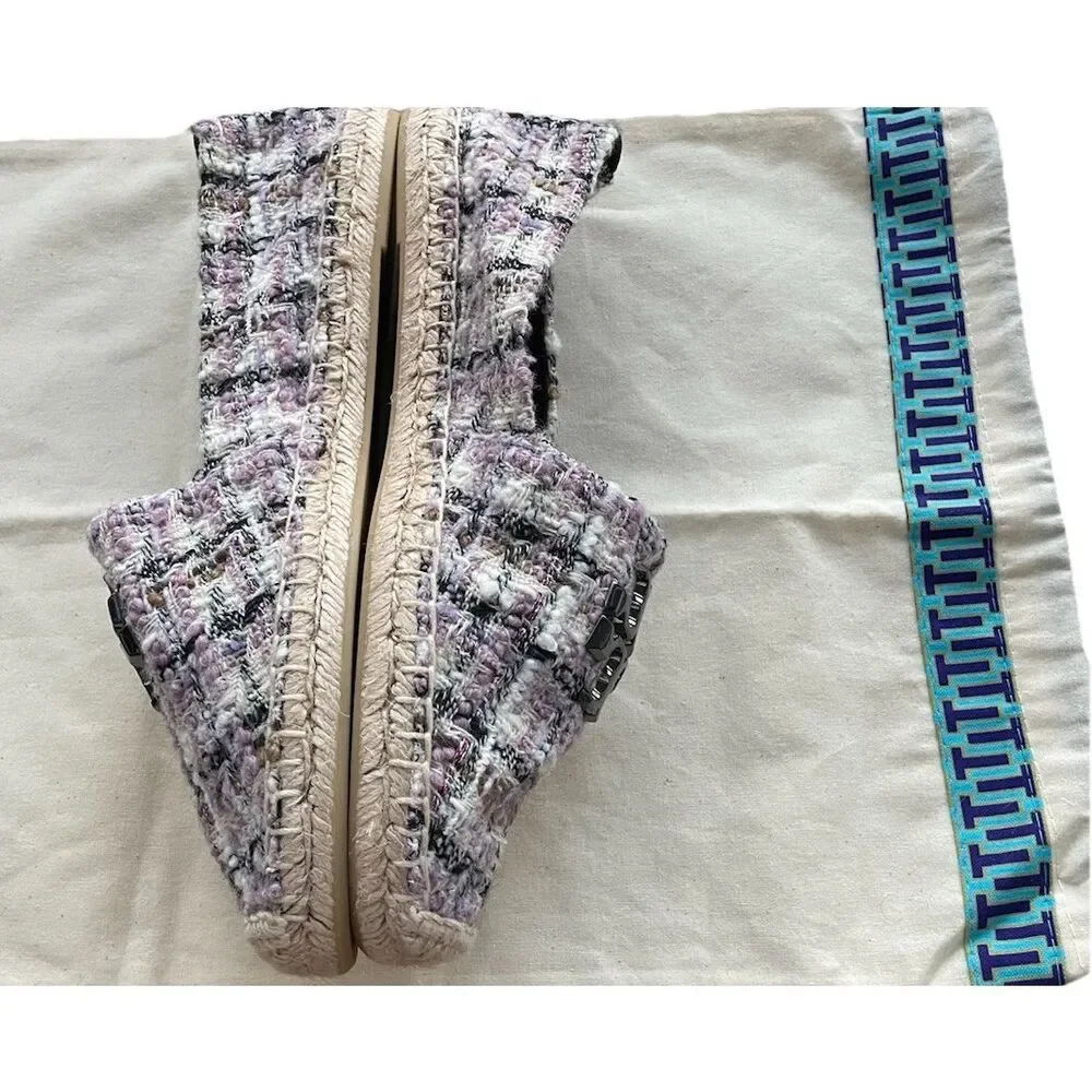 New TORY BURCH EVERLY TWEED ESPADRILLE IN MLTI Size 10.5