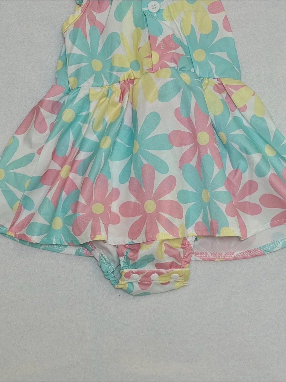 Baby Girl Floral Dress Bodysuit 3-6M Pastel Daisy Print Collared NWT