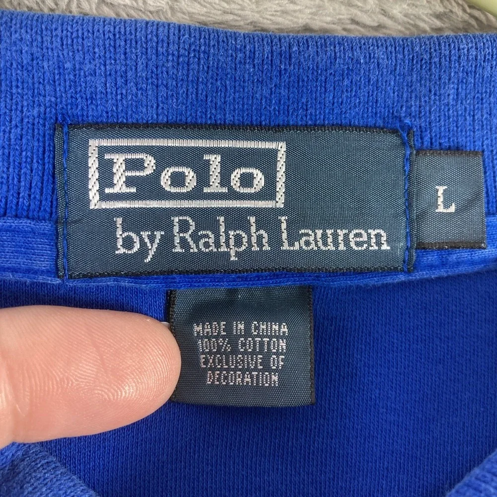 Ralph Lauren Polo Shirt Men Large Blue Preppy Casual Pony Logo Short Sleeve