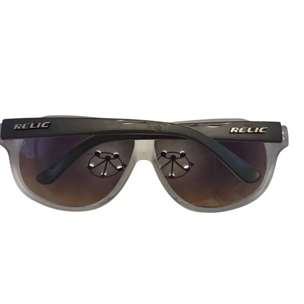 Relic Dark Gray Frame Gradient Black Lens Sunglasses w NEW Soft Leather Case