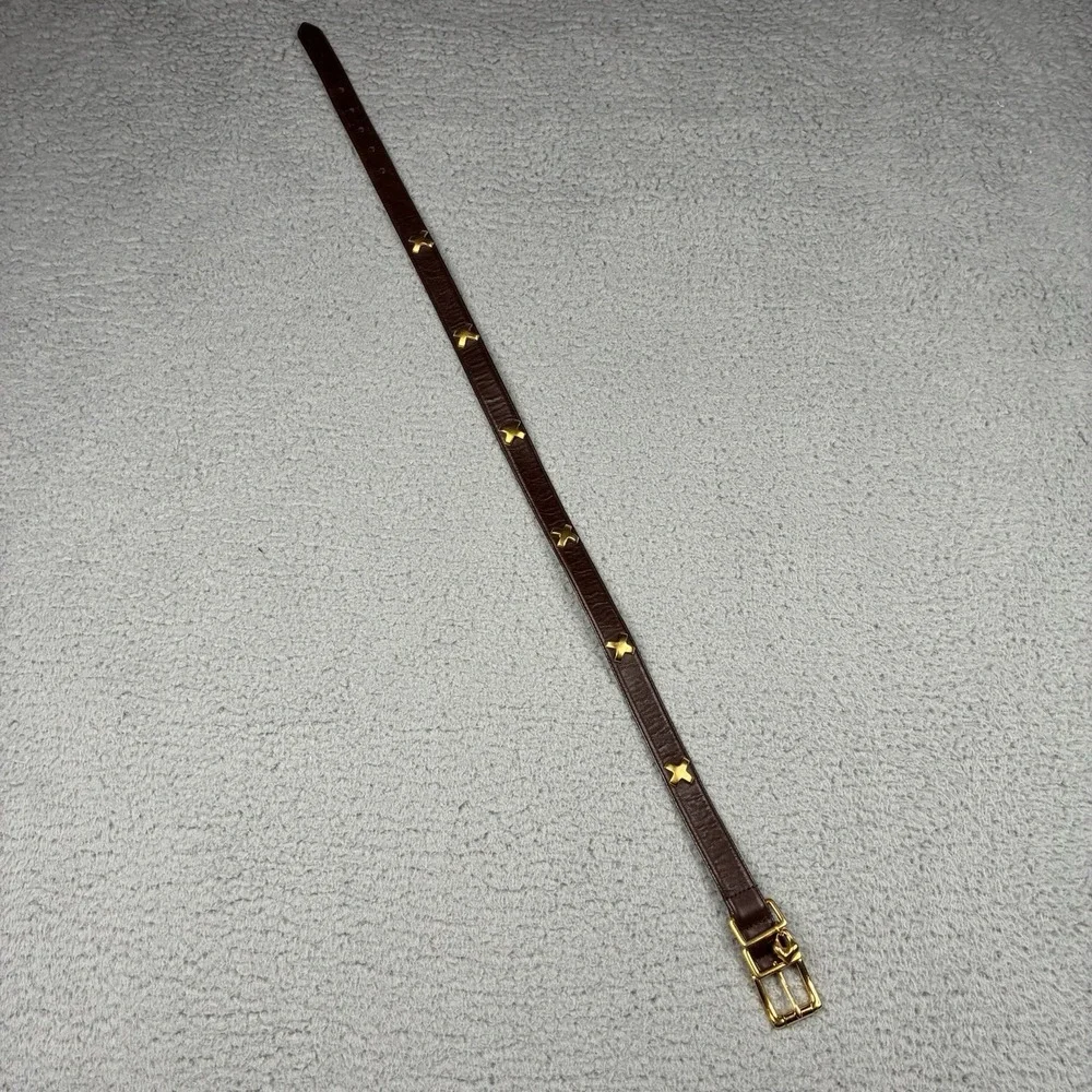Robert Lee Morris Italian California Leather Belt Brown Gold Charm Women's Large