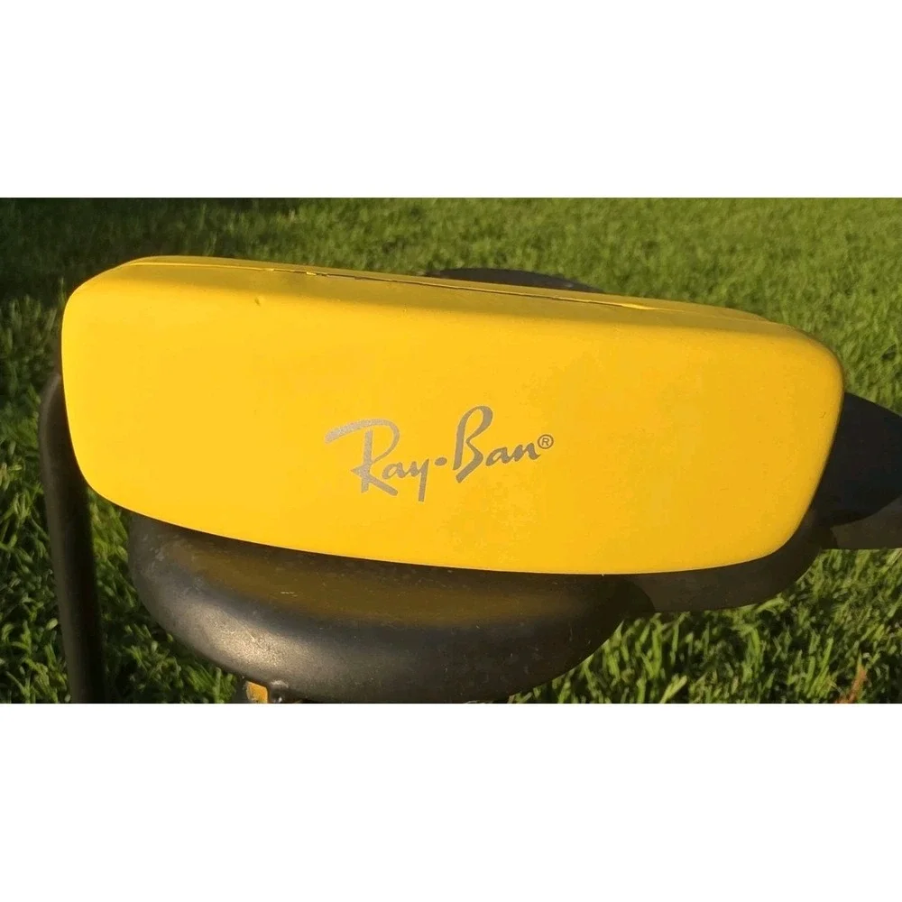 RAY-BAN Eyeglass Sunglass Case Hard Shell Vibrant YELLOW Flip Top Red Interior