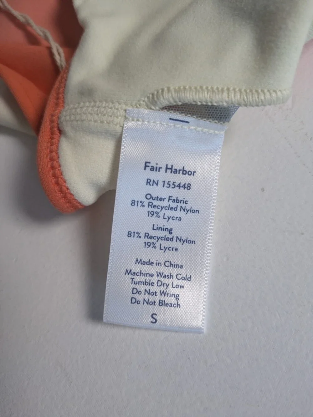 NWT Fair Harbor Corliss Sports Bra Coral Wireless Sz S Coral Race Back Gym Sport
