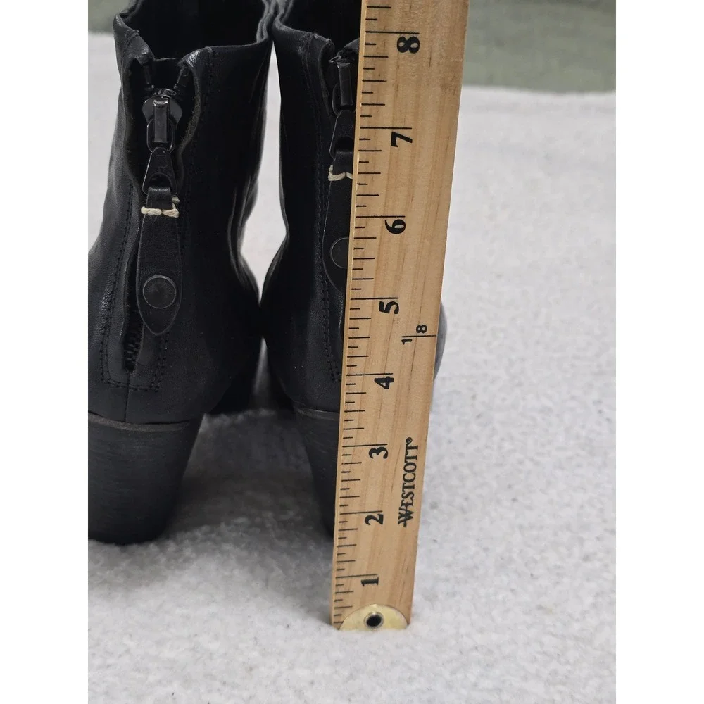 Rag & Bone Newbury Black Leather Ankle Boots Block Heel Back Zip Size 38