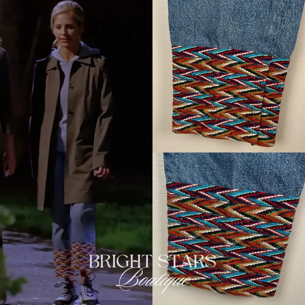 Rare Multicolor Trim Cropped Jeans ASO Buffy Summers BtVS High Rise Vintage