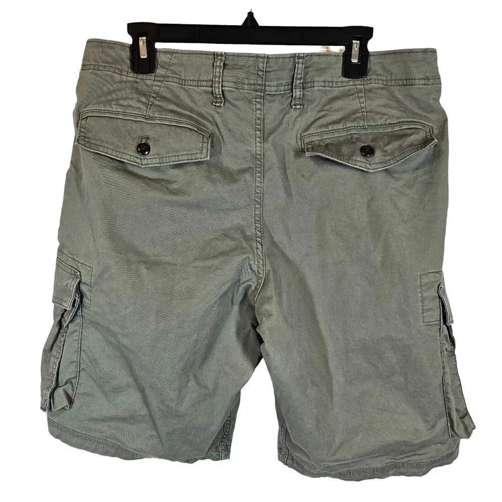 GAP Flex Cargo Shorts Flat Front Pockets Casual Vintage Wash Green 36* (*Tag 34)