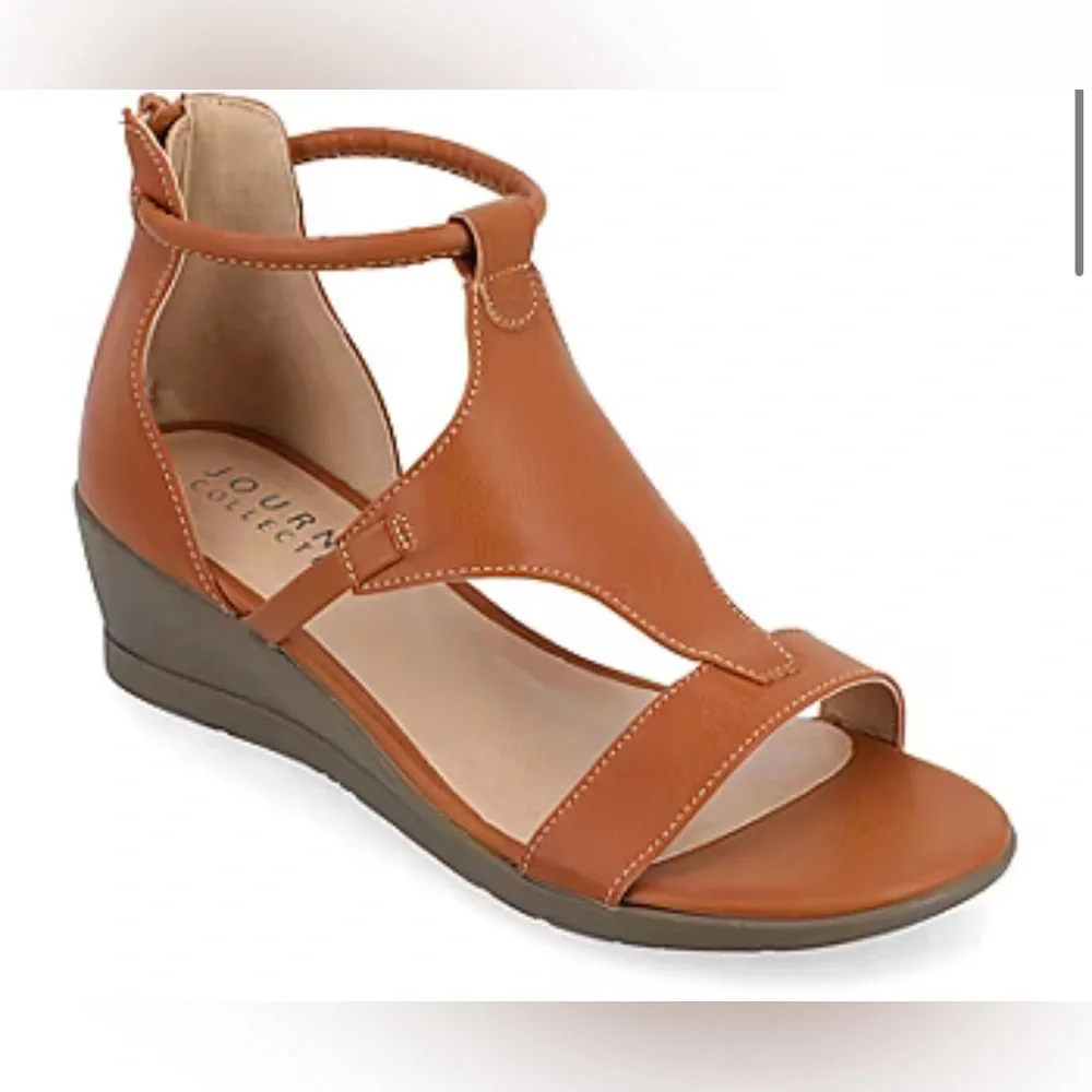 Journee Collection Womens‎ Trayle Wedge Sandals. Size. 11. Color. Tan