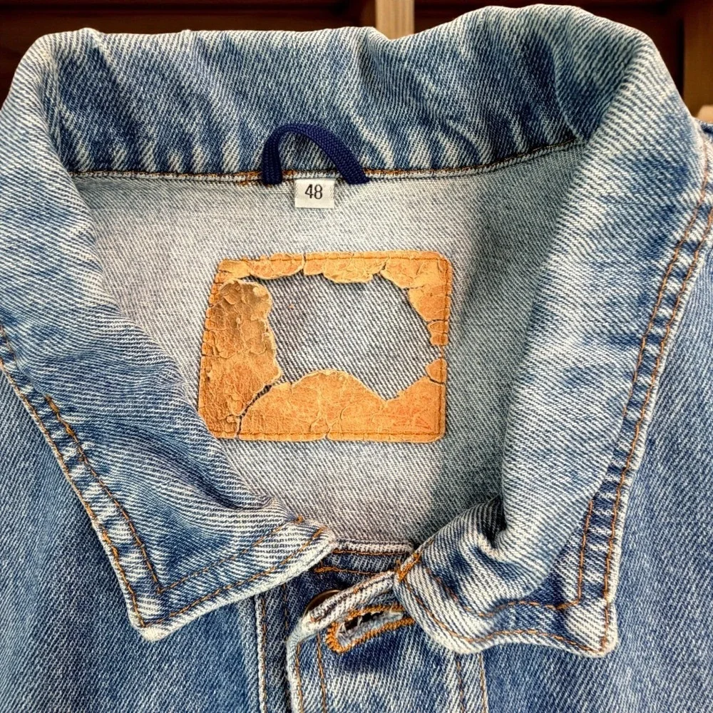 Vintage Ball Jeans Denim Jacket Mens 48 Medium Light Blue Trucker Made Italy 60s