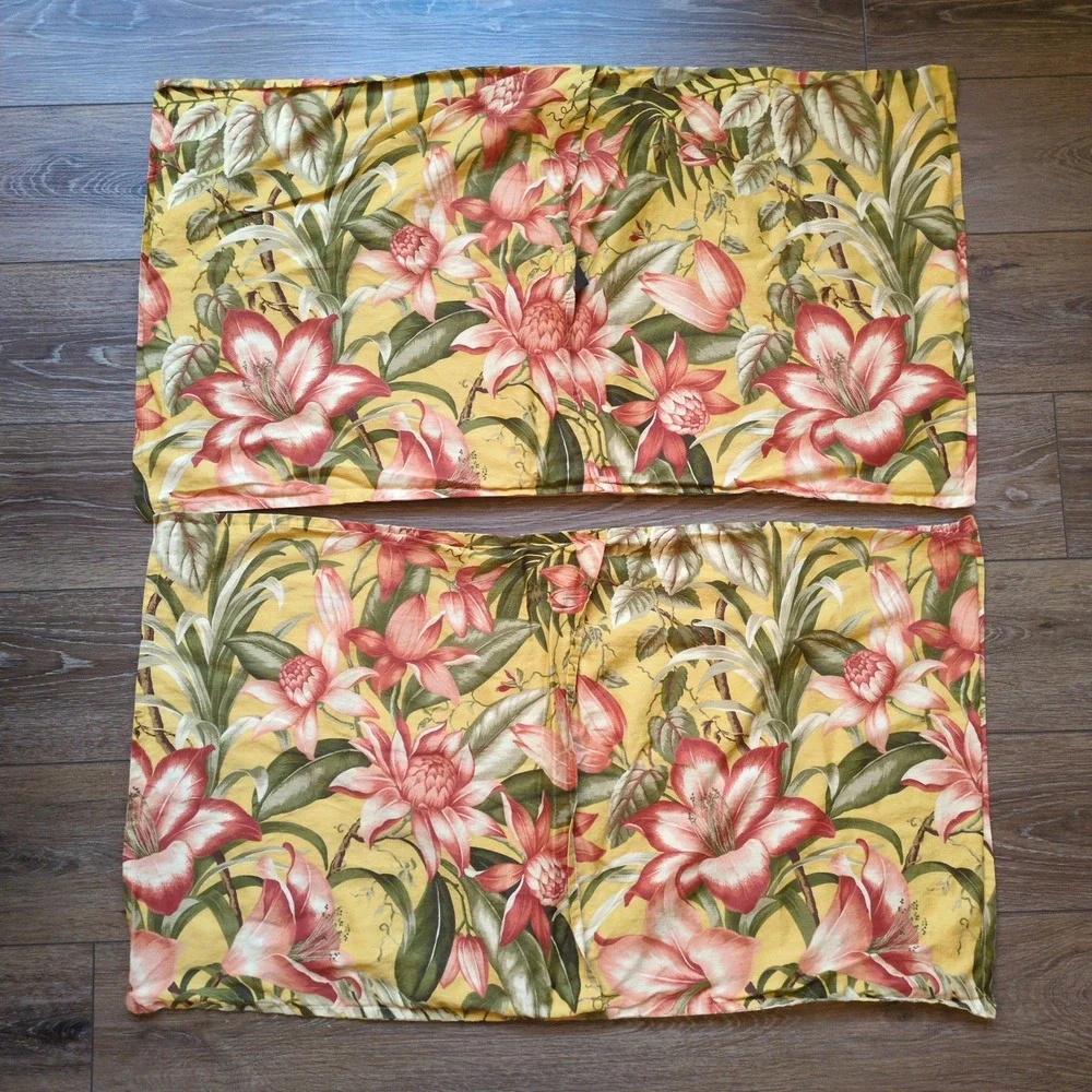 Tommy Bahama Home King Pillow Shams Pair (2)‎ - Yellow Pink Tropical Floral