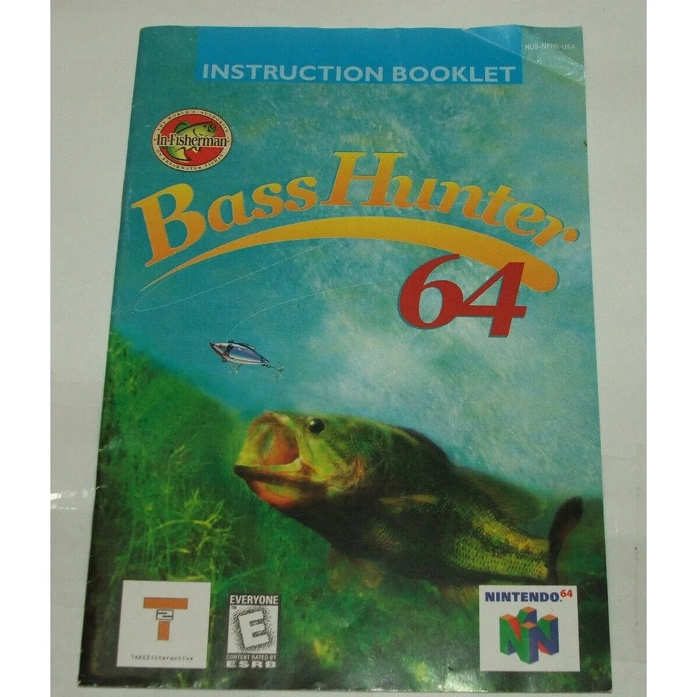 BASS HUNTER 64 NINTENDO‎ 64 GAME MANUAL INSTRUCTION BOOKLET ONLY