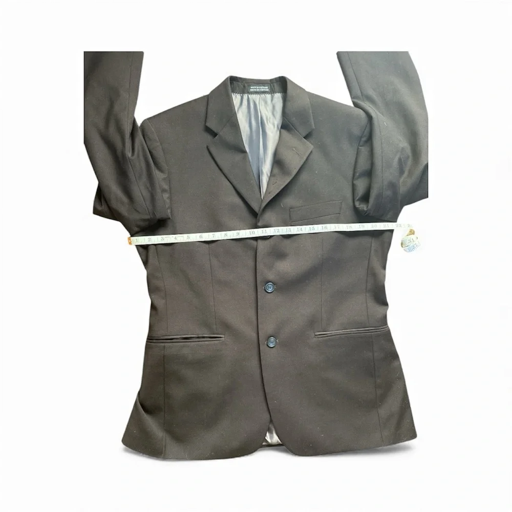 Men's Black J. Ferar 100% Wool Size 44‎ Blazer Suit Jacket