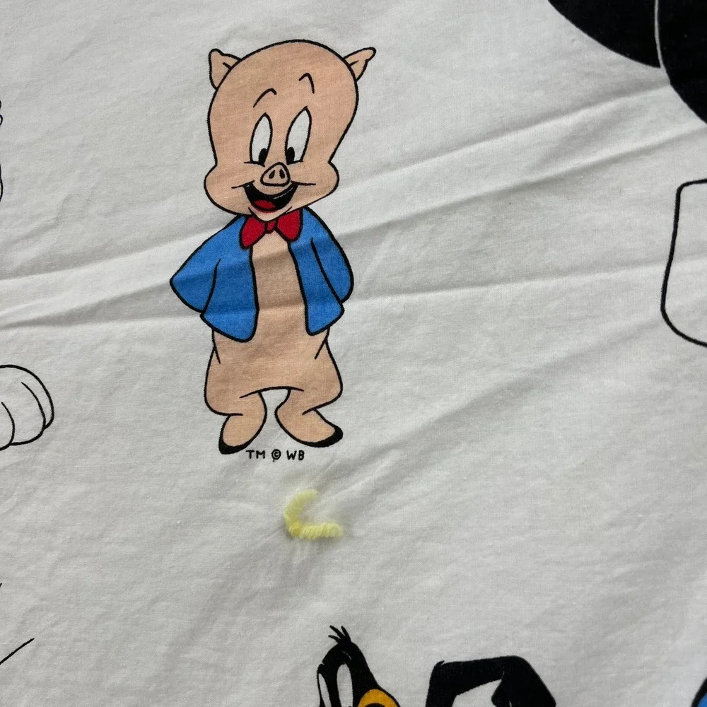 Vintage Looney Tunes Blanket Throw Quilt Tweety Taz Bugs Daffy Pepe Le Pew 35x50