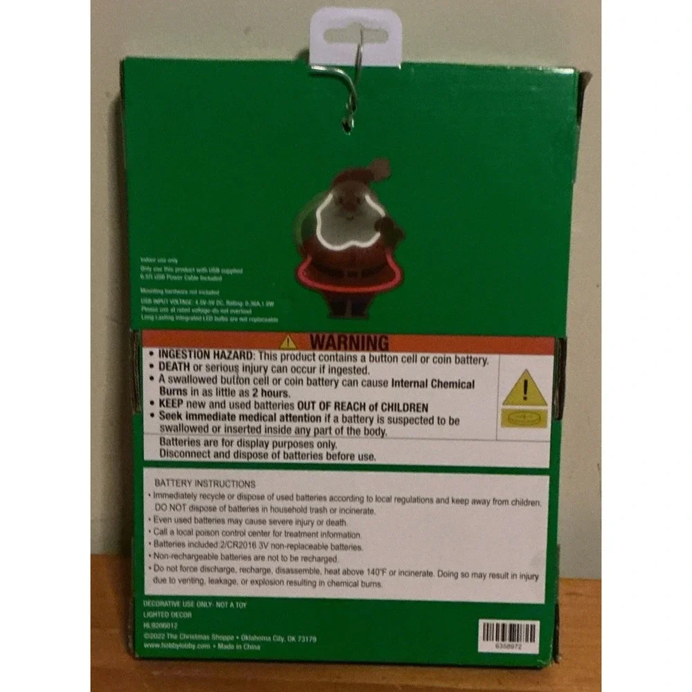The Christmas Shoppe LED Neon Santa Wall Light,‎ New In Box