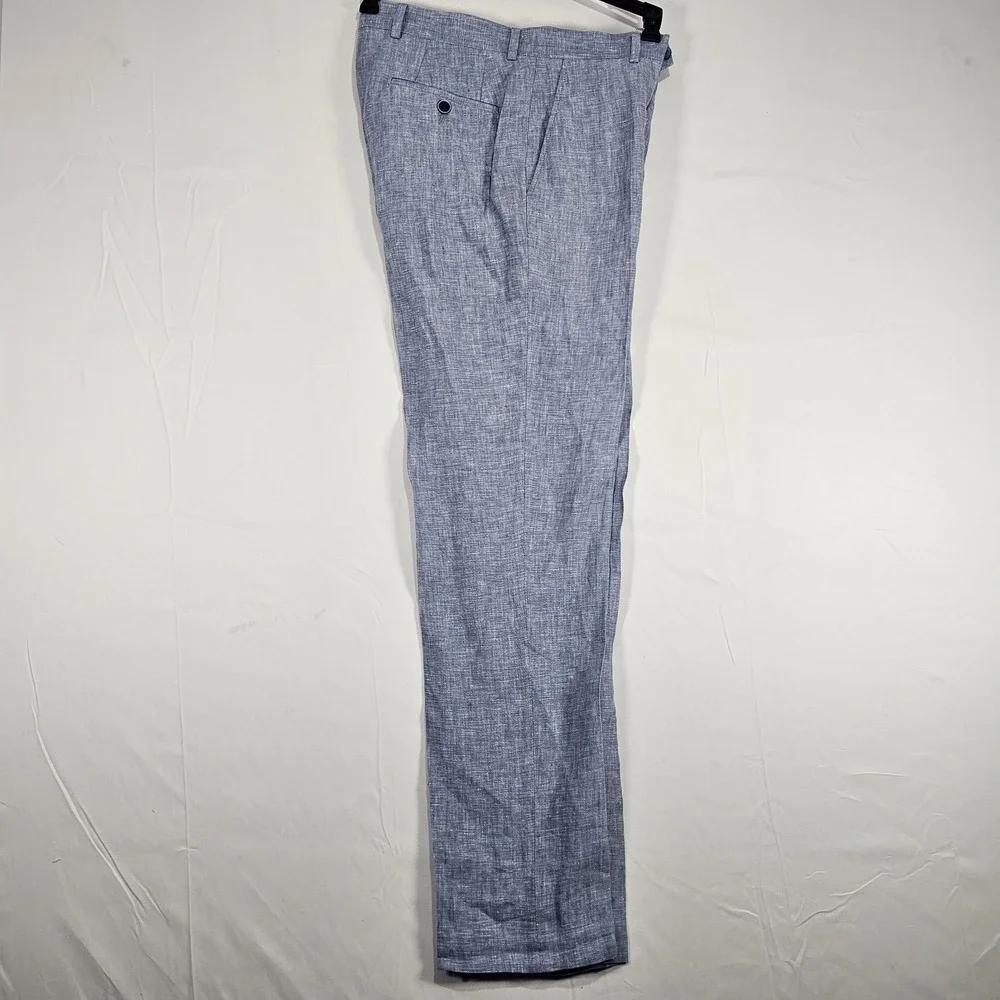 Bar III Men's Slim Fit 100% Linen Suit‎ Pants Blue 30W 32L New