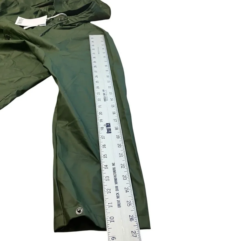 Rains Jacket Men’s XL Green Waterproof‎ Hooded Raincoat Snap Button Travel City