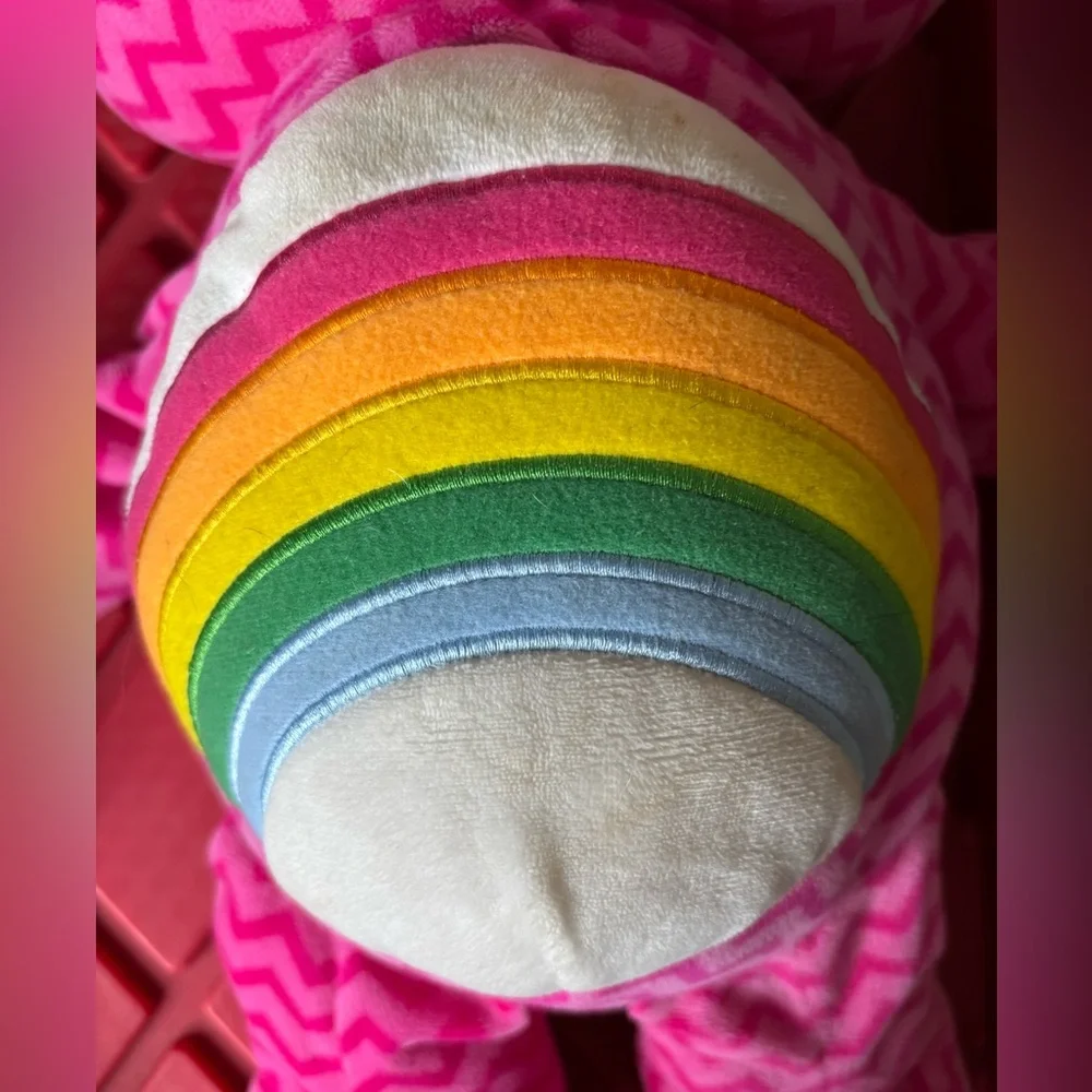 🌈 2015 Care Bear 21” Cheer Bear Large Plush Light And Dark Pink Striped Chevron