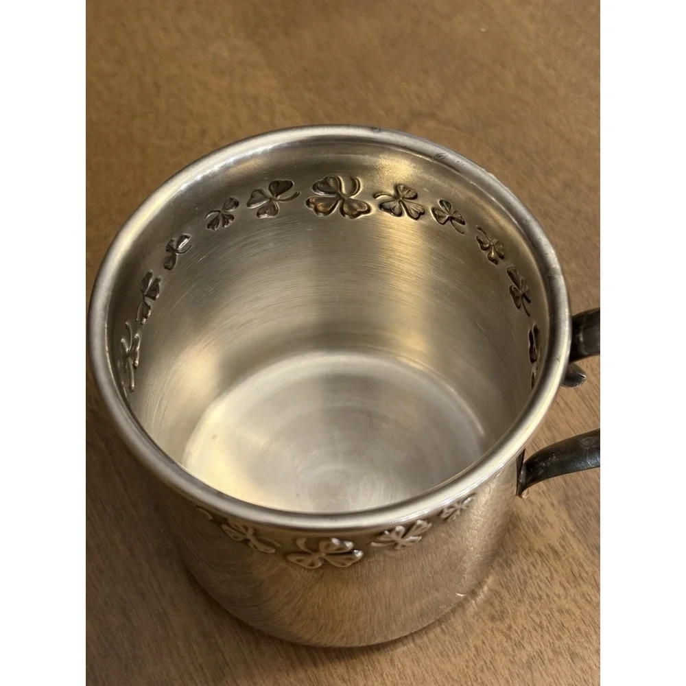 VTG Reed & Barton Silver Plate Christening Baby Child's Cup Shamrock Design