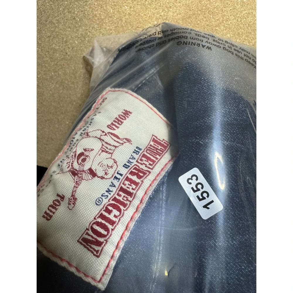 True Religion Mens‎ Section Straight Jeans Indigo Blue Whiskered Size 29 x 32
