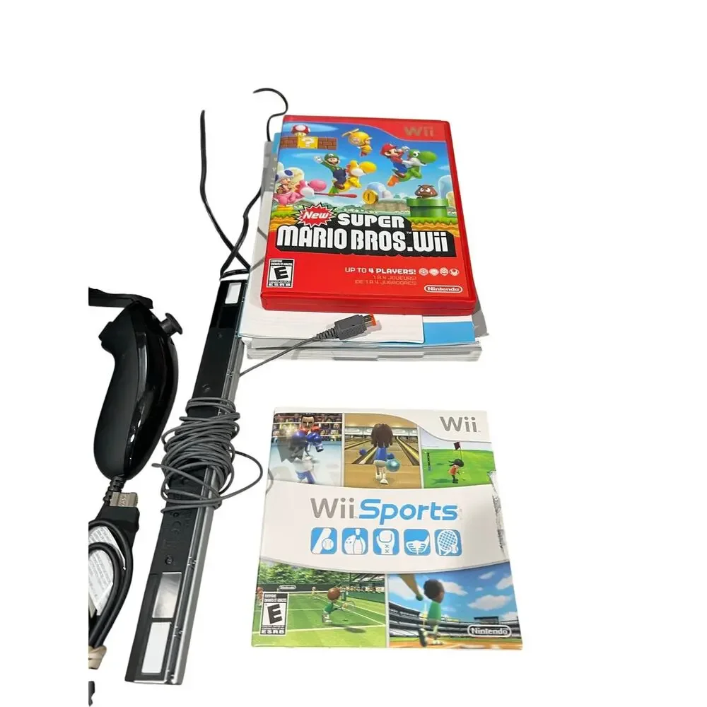 Nintendo Wii RVL-001 Console Bundle GameCube Compatible Wii Sports Mario