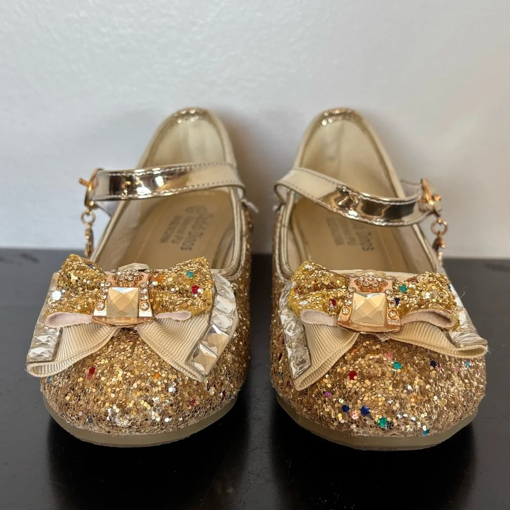 Cadidi Dinos Formal Dress Shoes Mary Jane Heels Girls 33EU 1.5-2US Gold Princess