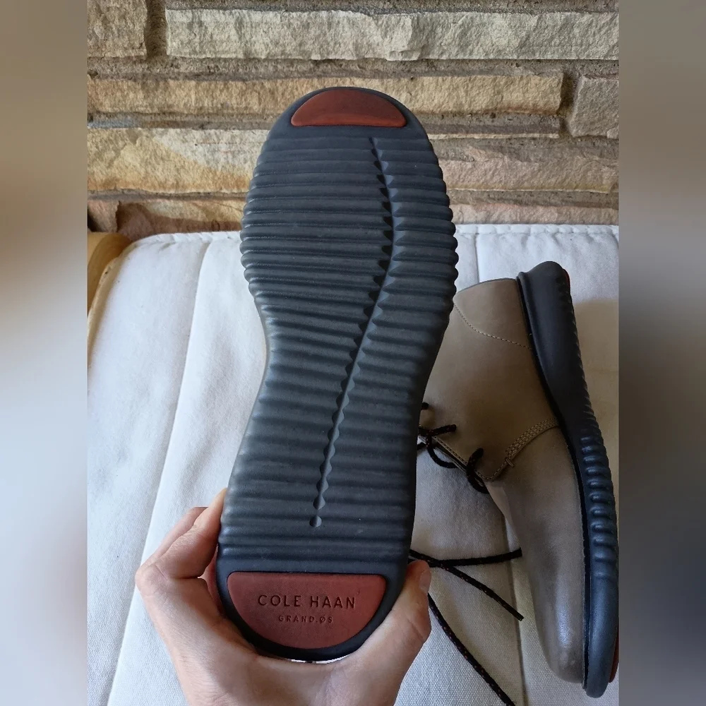 Cole Haan Gray Chukka Boots with Black Soles_7