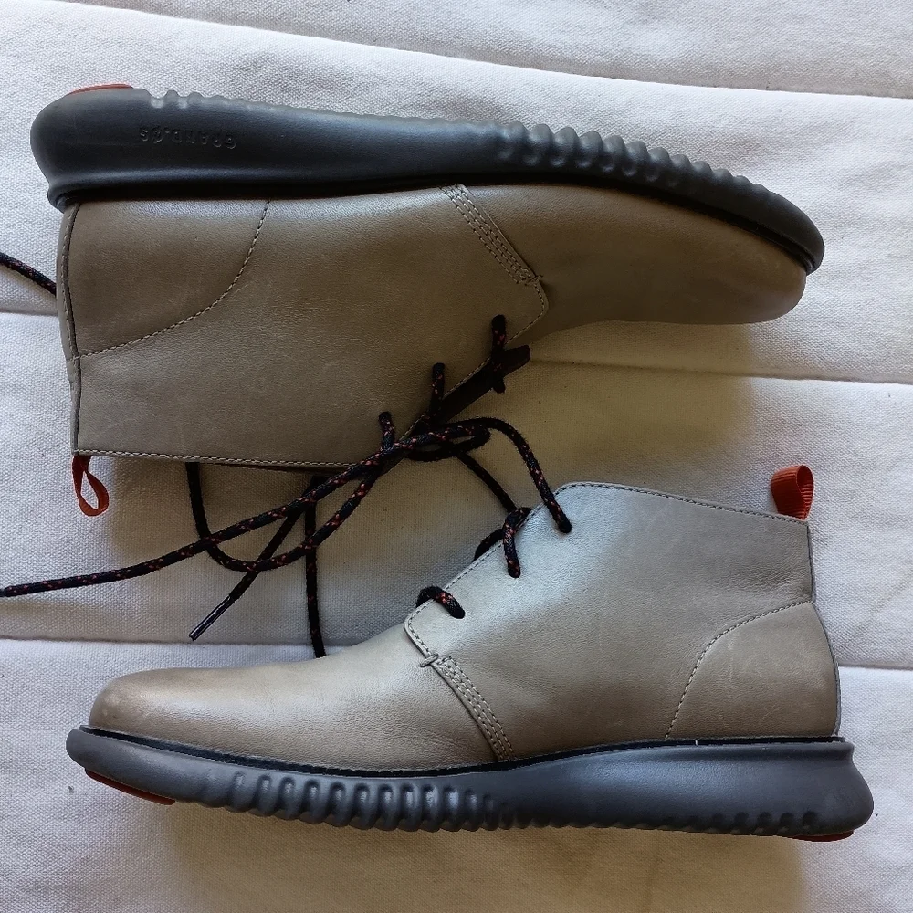 Cole Haan Gray Chukka Boots with Black Soles_7