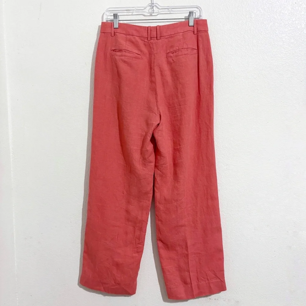 Banana Republic Lina High Rise Straight Leg Linen Trouser Pant in‎ Coral