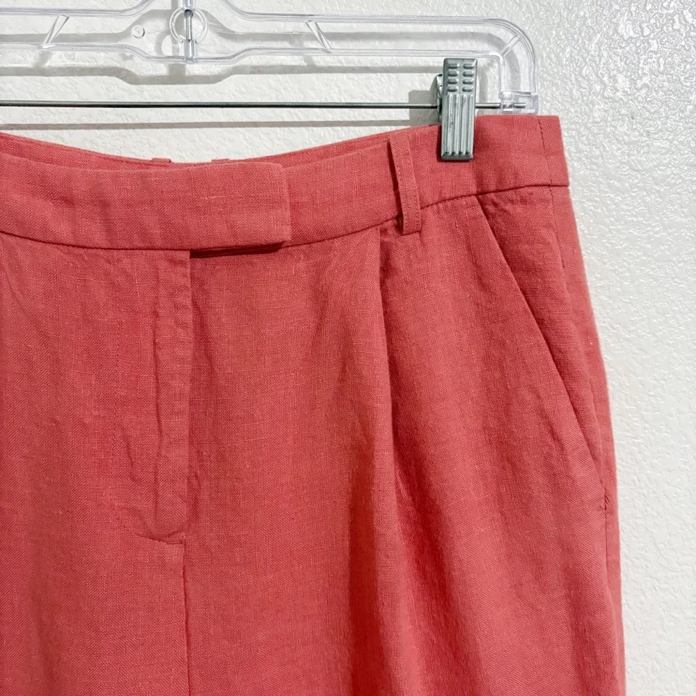 Banana Republic Lina High Rise Straight Leg Linen Trouser Pant in‎ Coral