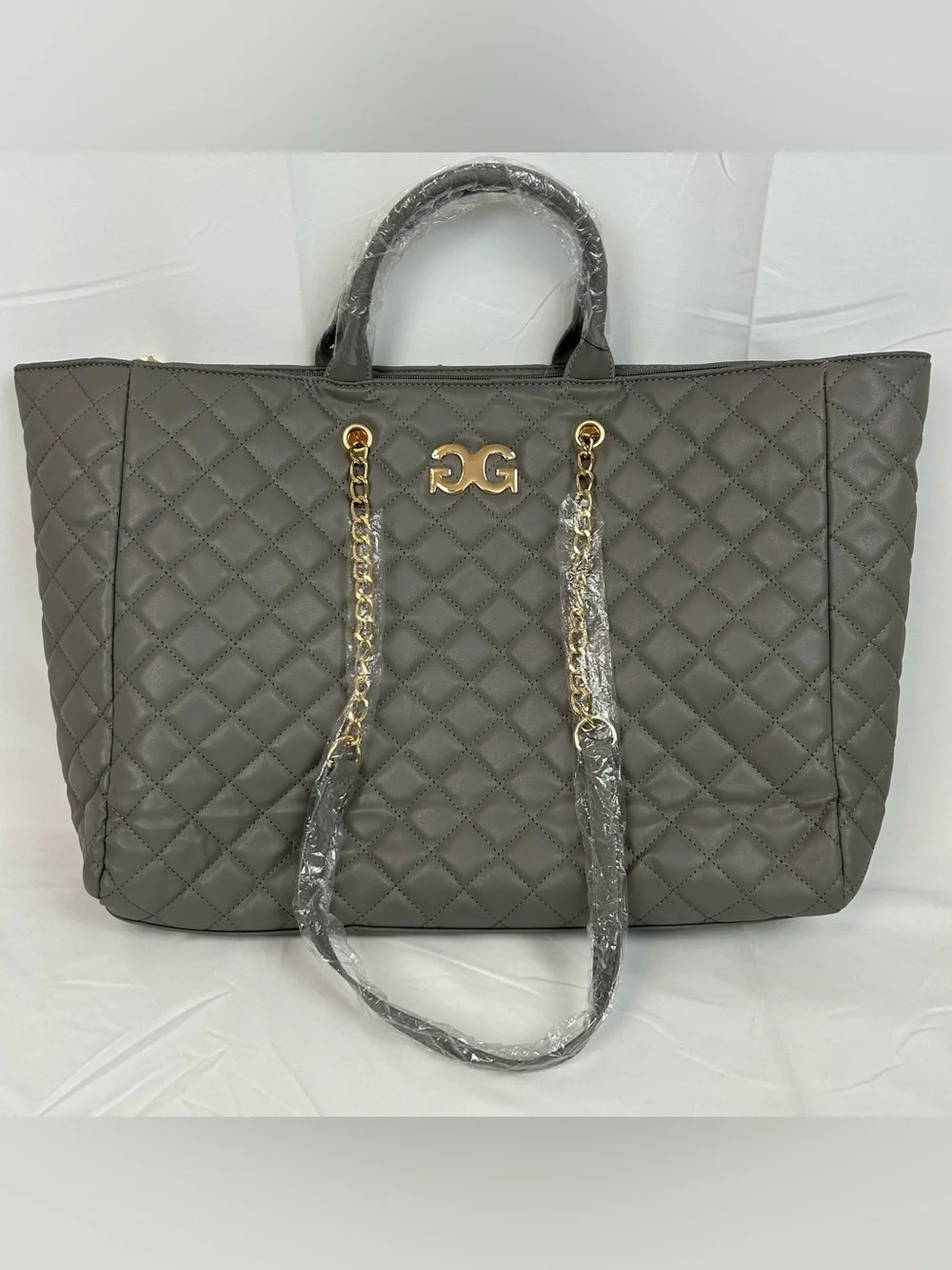 *NEW* Gilda Paris Large Quilted Tote Satchel Grey