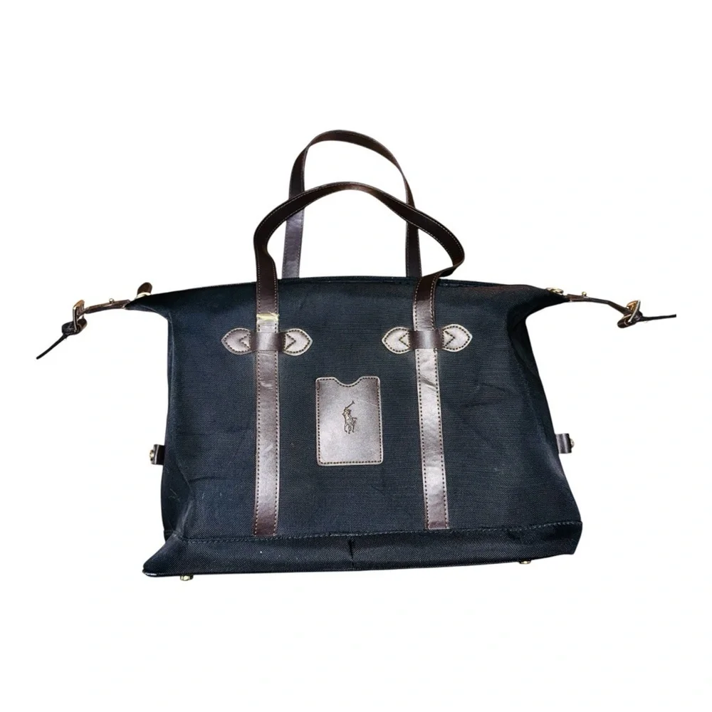 Ralph Lauren Black Duffel Bag with Leather Handles