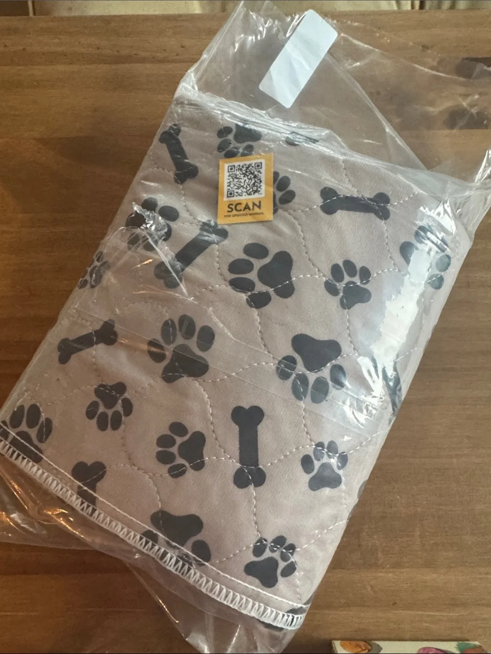 Thrive Beige Pet Pee Pad with Black Paw & Bone Pattern