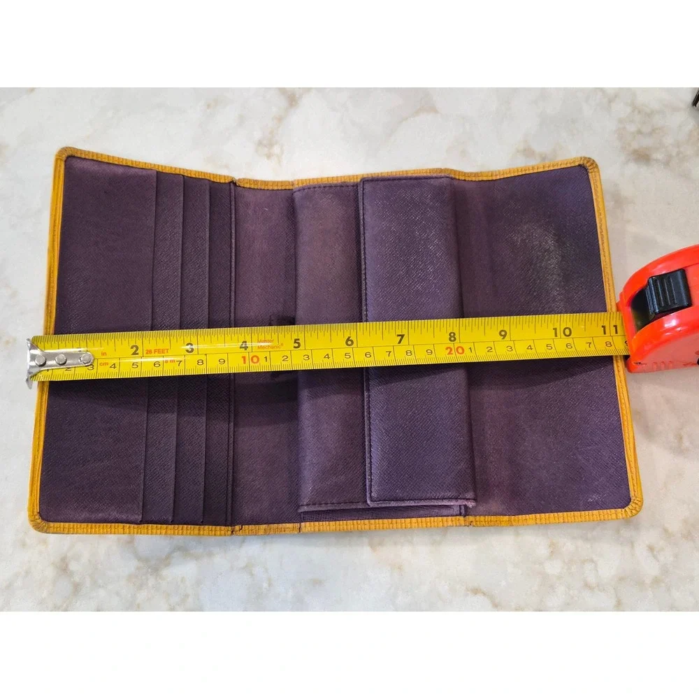 Louis Vuitton Epi Leather Long Tri-fold Wallet Yellow Purple Made in Spain