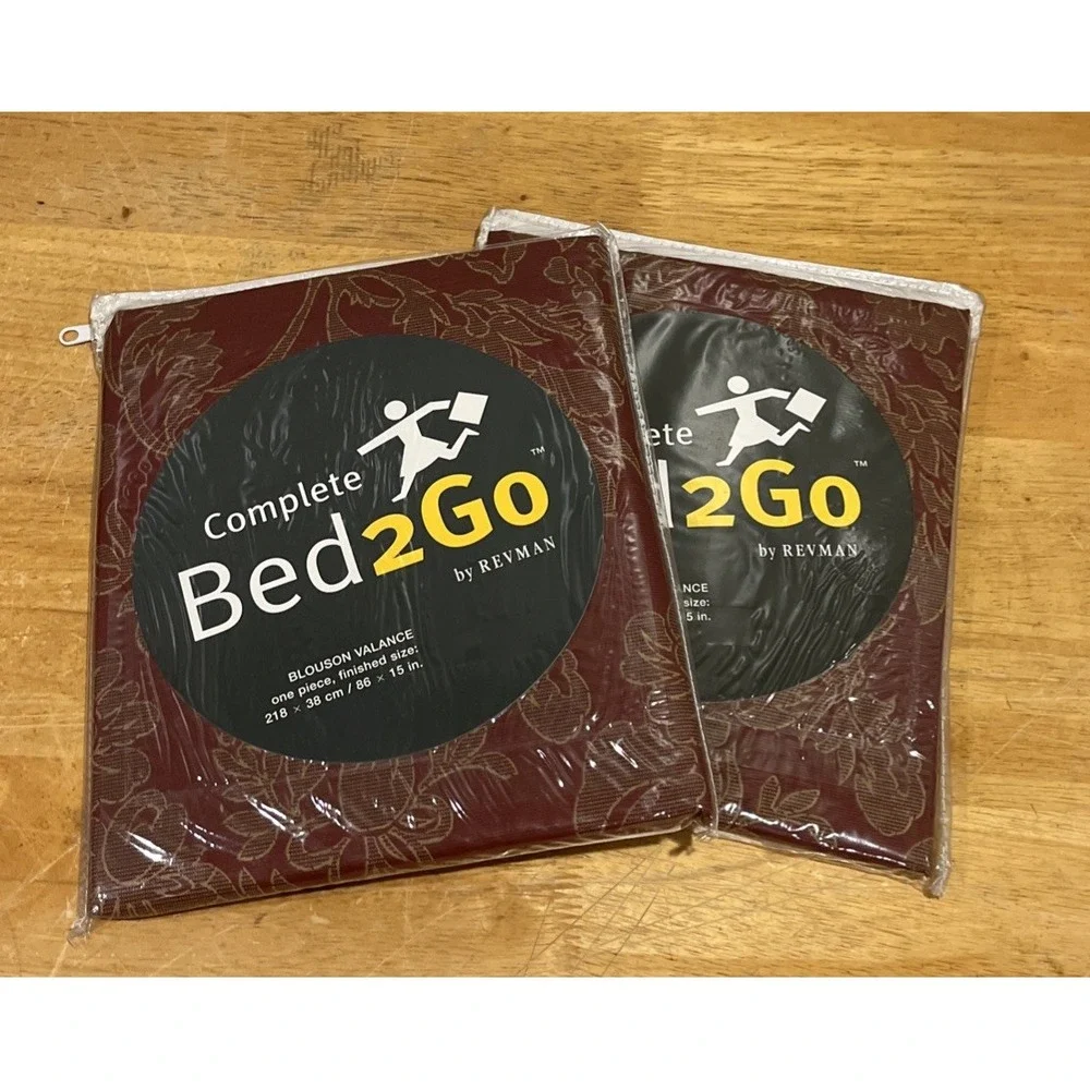 Revman‎ Bed2go Blouson Valance Maroon Floral 86x15