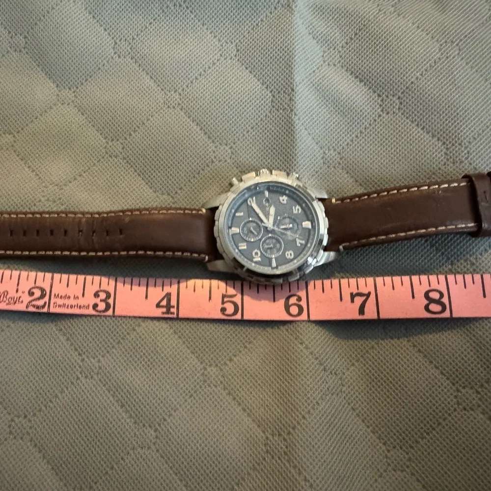 Fossil Brown Leather Strap Men’s Watch new battery installed