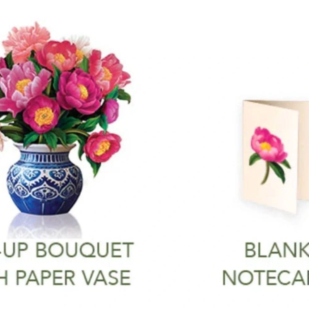 New Peony Floral 3D Pop Up Bouquet