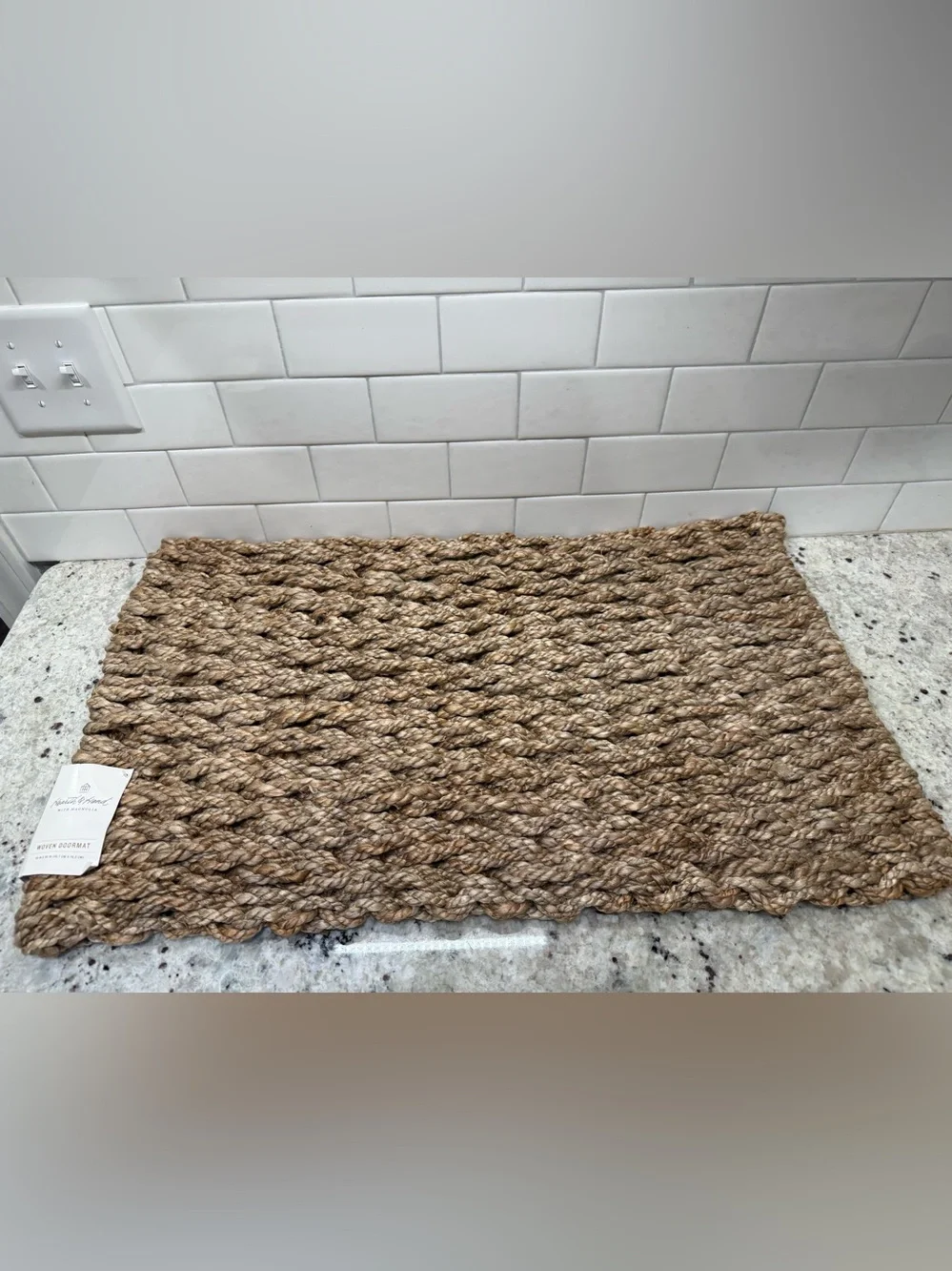 Hearth & Hand Natural Braided Jute Door Mat - Tan 18 in x 30 in NWT