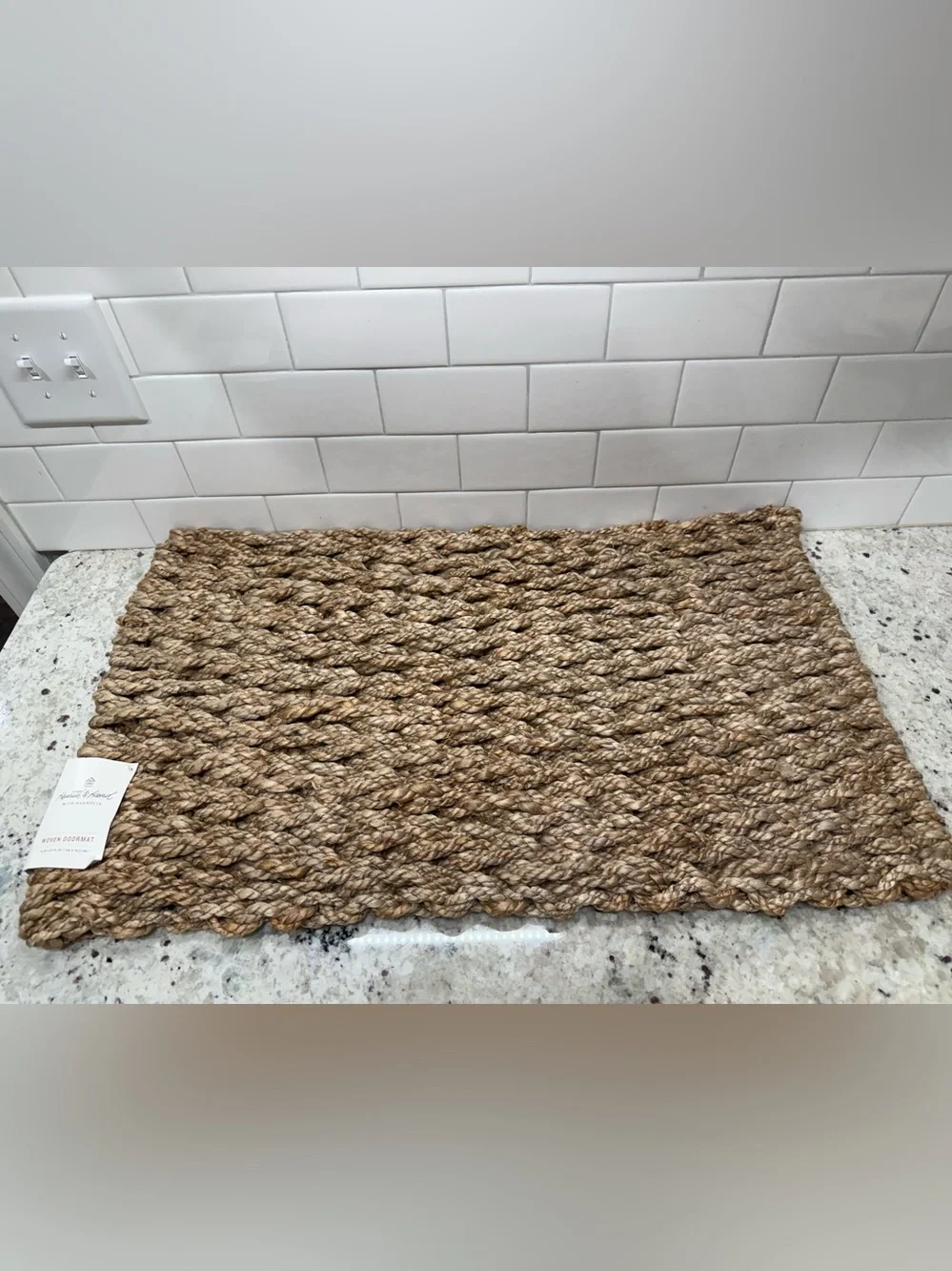 Hearth & Hand Natural Braided Jute Door Mat - Tan 18 in x 30 in NWT