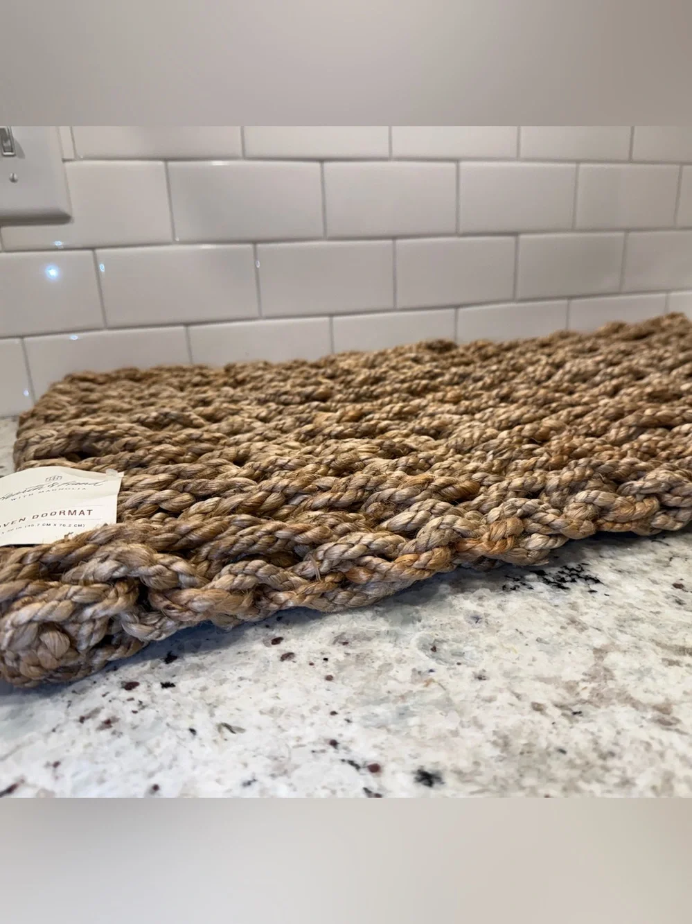 Hearth & Hand Natural Braided Jute Door Mat - Tan 18 in x 30 in NWT