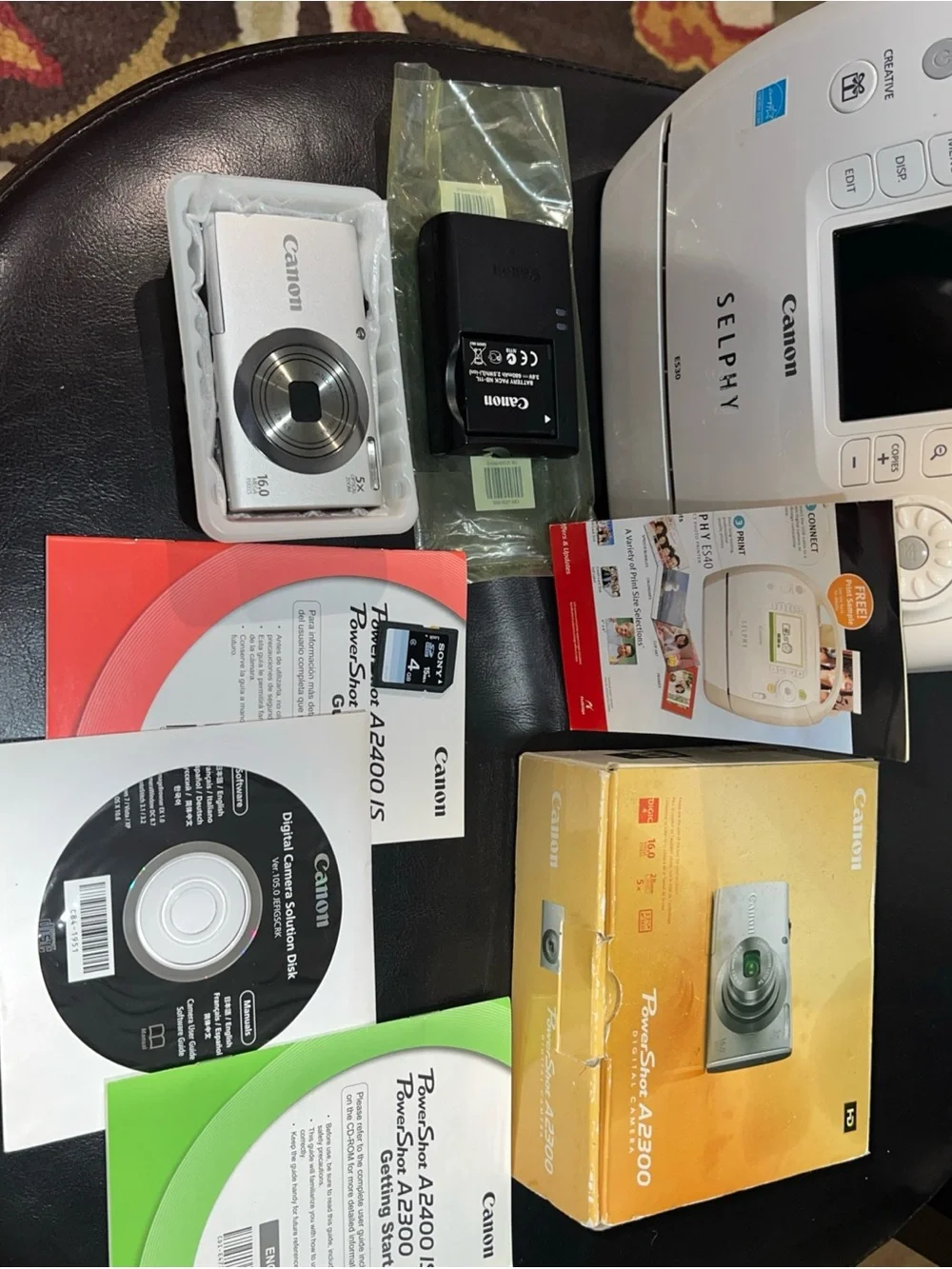CanonPowerShot& SELPHY White Portable Photo Printer with Accessories and Manuals