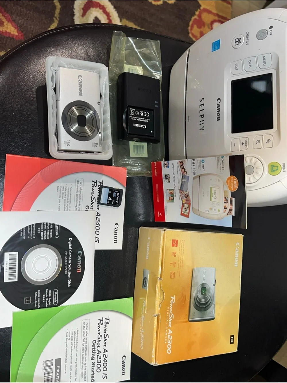 CanonPowerShot& SELPHY White Portable Photo Printer with Accessories and Manuals