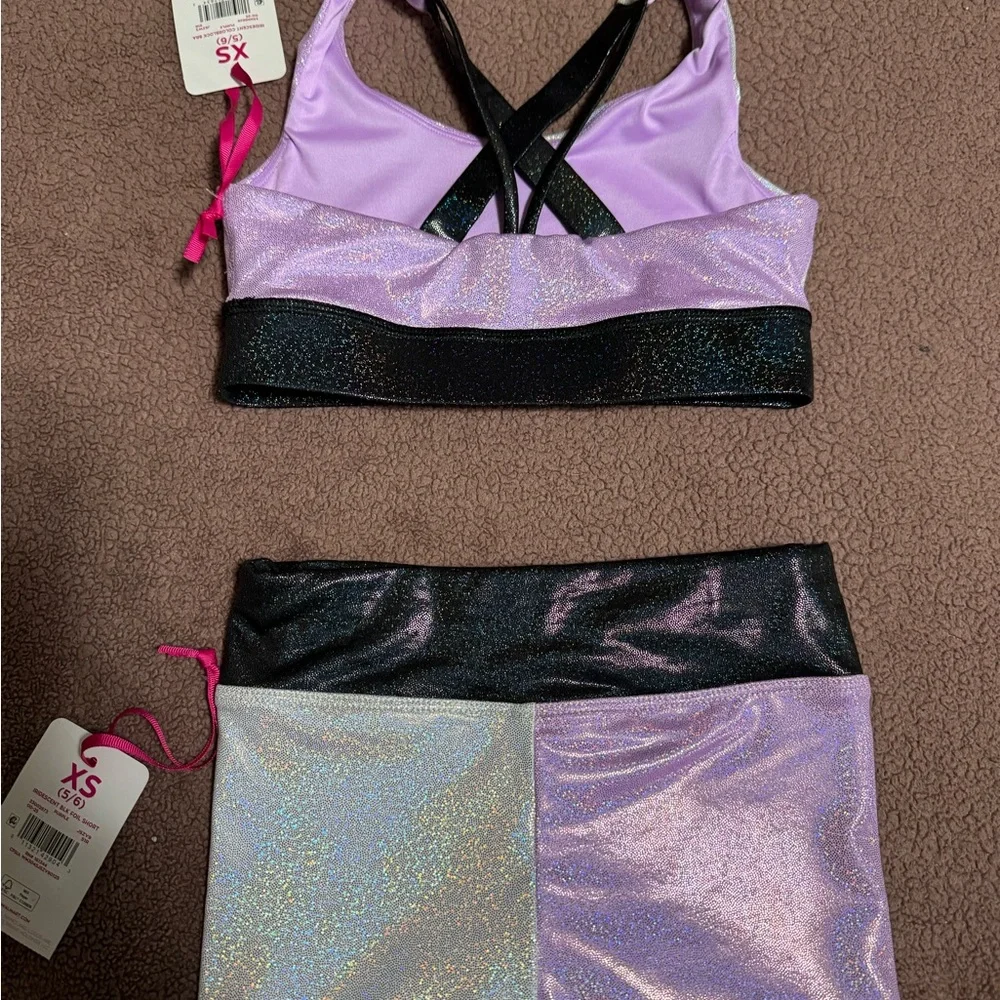 Justice Lilac, Silver & Black Sparkle Dance Set