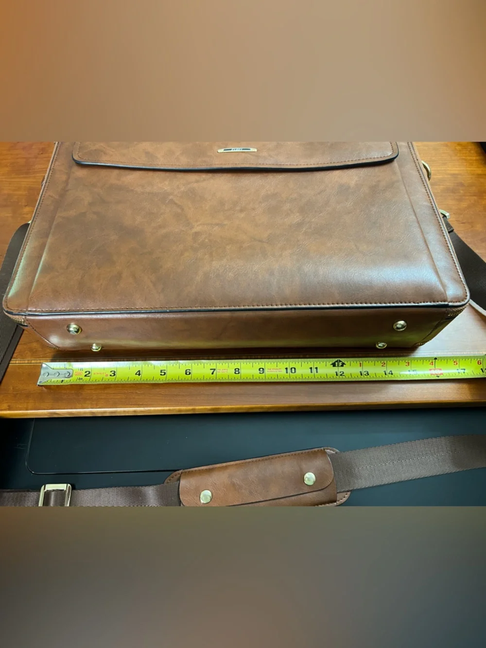 Cluci Briefcase Oil Wax Leather Business 15.6 Inch Laptop Vintage Brown