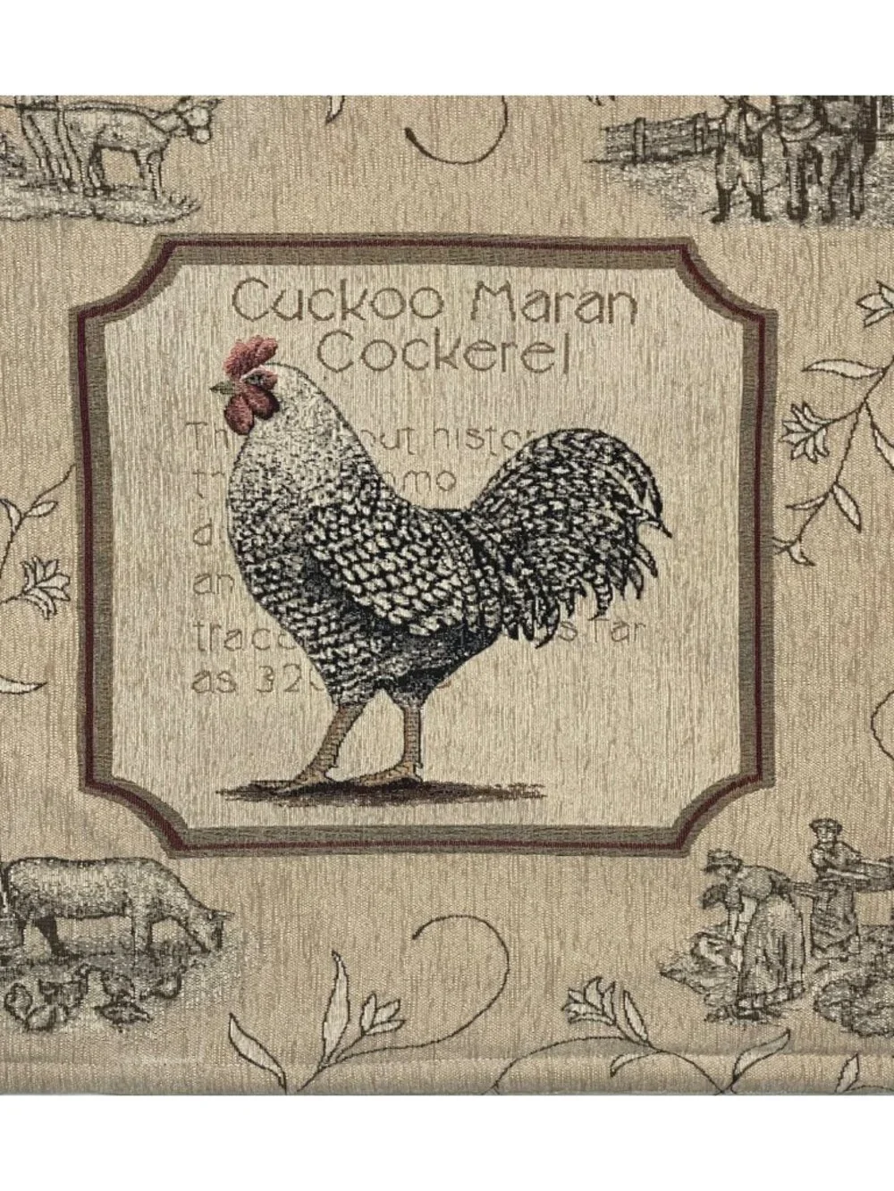 Cuckoo Maran Cockerel French Country Tapestry Wall Hanging Rustic Farmhouse