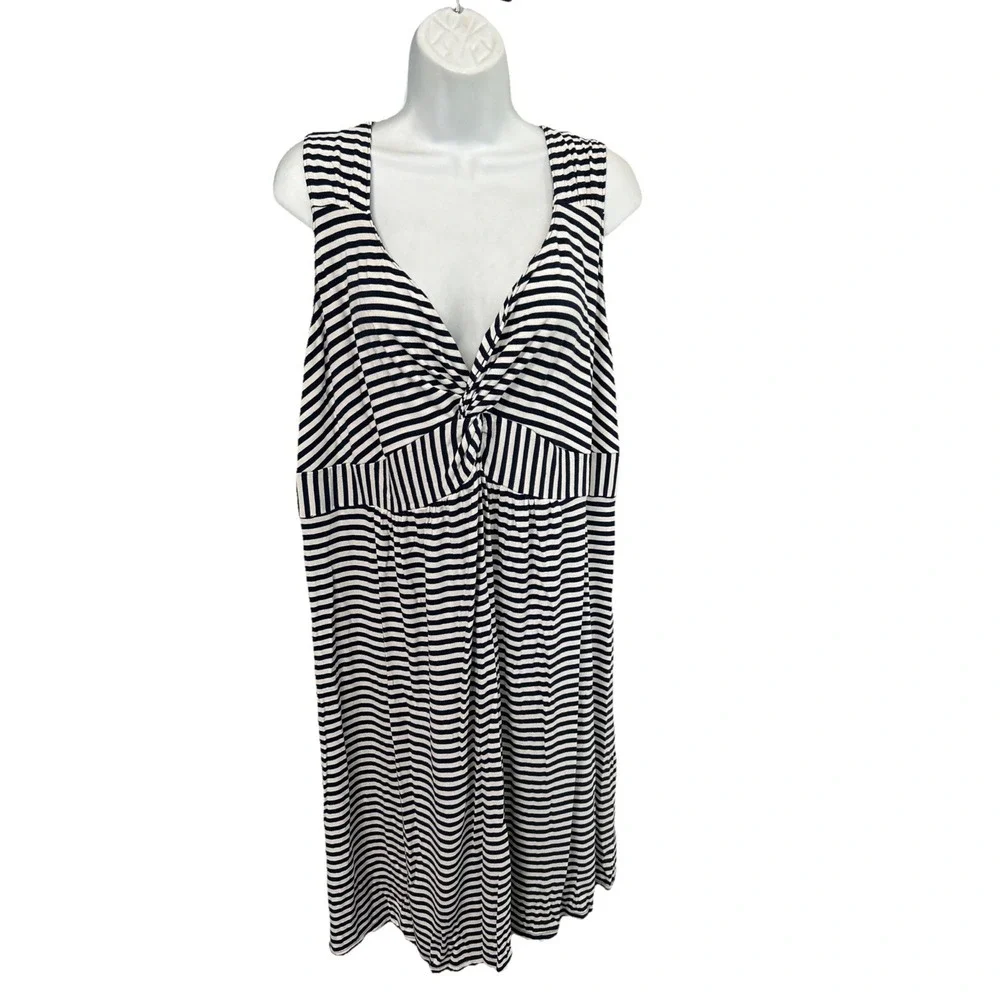 Style & Co‎ Women's 3X Striped Nautical Sleeveless Midi Dress Stretch Comfort