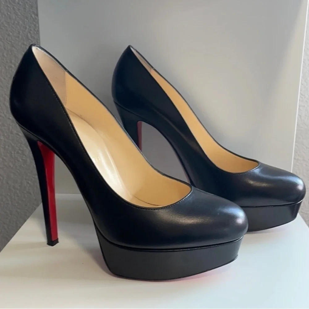 Christian Louboutin Bianca 120mm platform pumps Napa black leather. EU 37