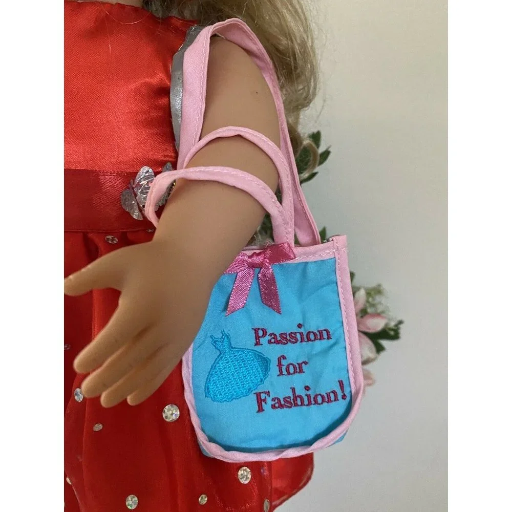American Girl Battat OG Blue Pink Shopping Hand‎ Bag for Dolls 16