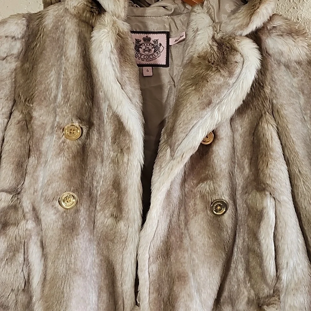 Juicy Couture Faux Rabbit Hooded Jacket.