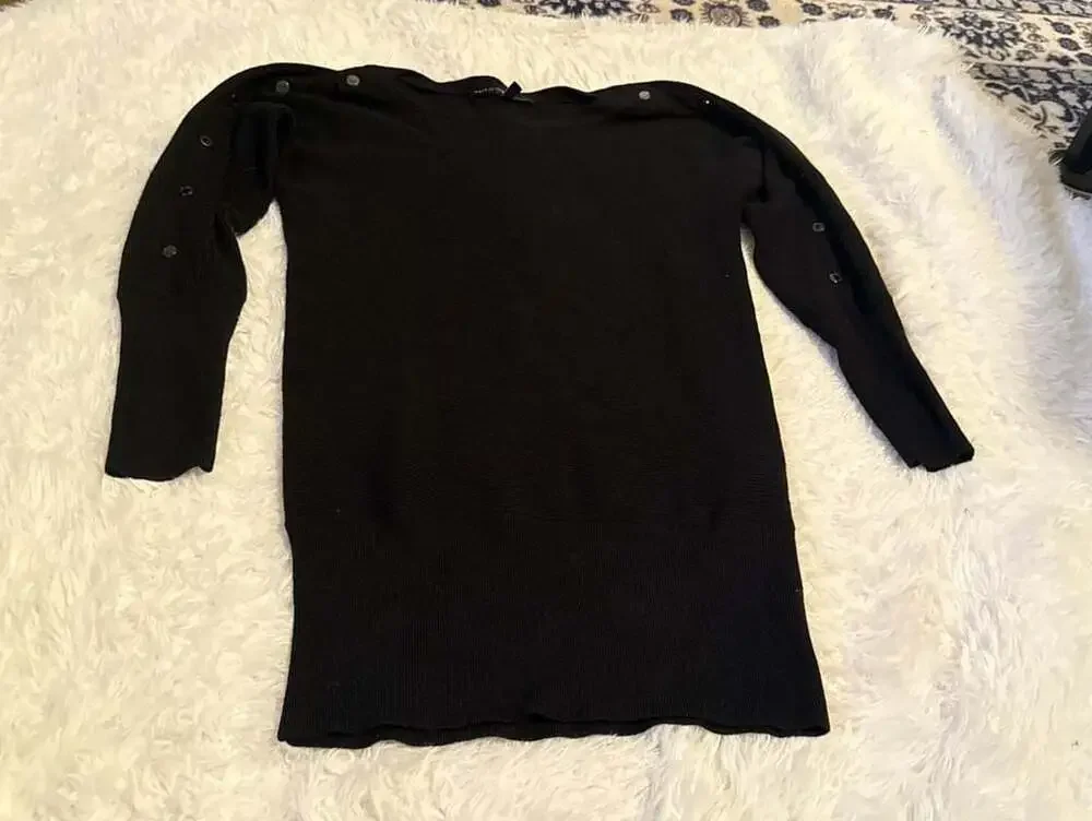 White House Black‎ Market Button-Shoulder Ribbed Knit Tunic Sweater