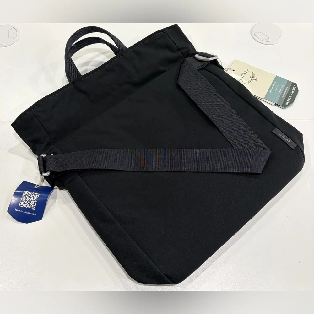 Osprey Women's Arcane Crossbody Bag Black NWT Water Bottle Pocket Tote Foldover